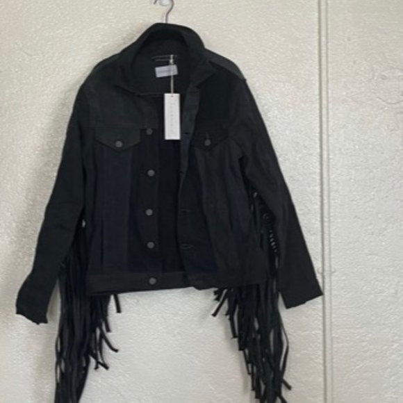 Triarchy / Atelier Denim Black Fringe Jacket - Picture 2 of 8